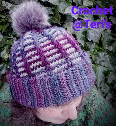 Cable Mosaic Bobble Hat