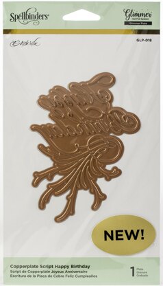 Spellbinders Glimmer Hot Foil Plate - Happy Birthday-Copperplate Script