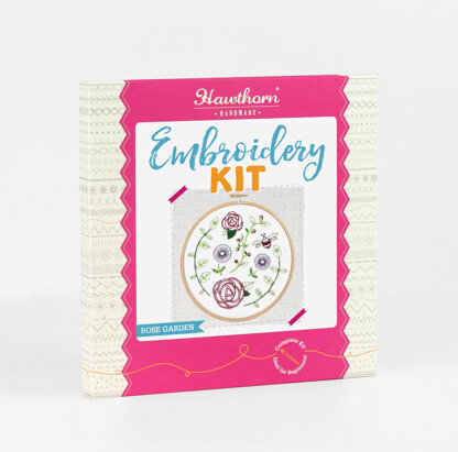 Hawthorn Handmade Rose Garden Contemporary Printed Embroidery Kit - 16cm