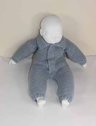 Baby Aran Simple Garter Stitch  Collar Onesie