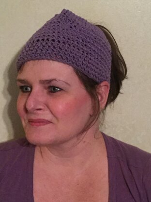 Crocheted Purple Spiral Messy Bun Hat