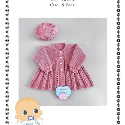 Lilibet Baby Coat & Beret knitting pattern  20-22" chest size