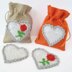 Crochet Heart Applique. Rose Embellishment. Floral Heart Topper