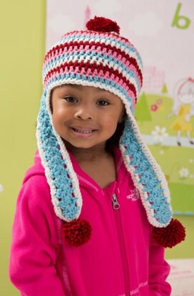 Snowy Day Earflap Hat in Red Heart With Love Solids - LW4341