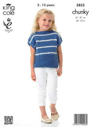 Girls' Cardigan and Top in King Cole Big Value Chunky - 3853