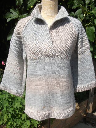 Chunky Raglan Overtop with Staggered Side Slits & Collar