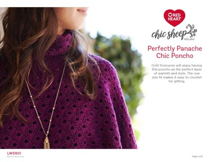 Perfectly Panache Chic Poncho in Red Heart Chic Sheep - LW5901 - Downloadable PDF