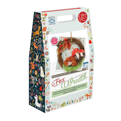 The Crafty Kit Company Autumn Fox Wreath Needle Felting Kit - 190 x 290 x 94mm