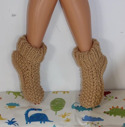 Ladies Super Chunky Moss Stitch Slipper Boots