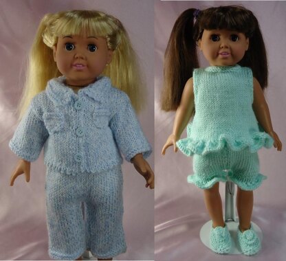 Pajama Party!,  Knitting Patterns fit American Girl and other 18-Inch Dolls