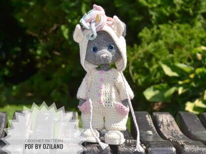 Сrochet pattern: Doll Clothes set PDF - Outfit Little unicorn for Amigurumi Doll approx. 19.5 cm