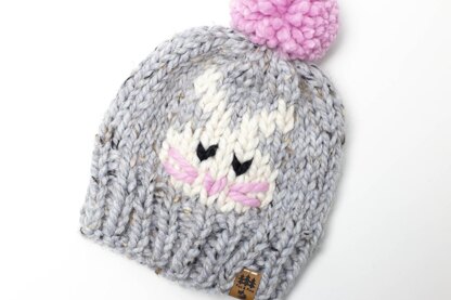 Easter Bunny Hat Face Pompom Chunky Spring Winter Toque Beanie Child Kids