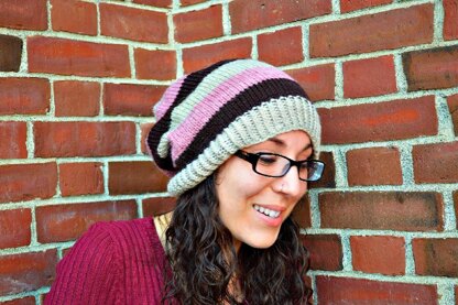 Simple Striped Slouchy Beanie Cap Hat