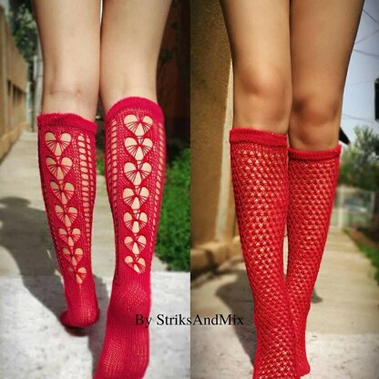 Red Summer socks with hearts