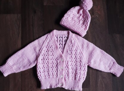 Baby Lace Cardigan and Hat