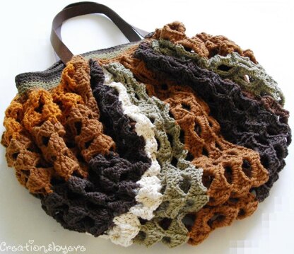 Striped crochet hobo market bag