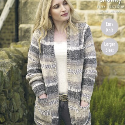 Ladies' Cardigans in King Cole Drifter Chunky - 4599 - Downloadable PDF