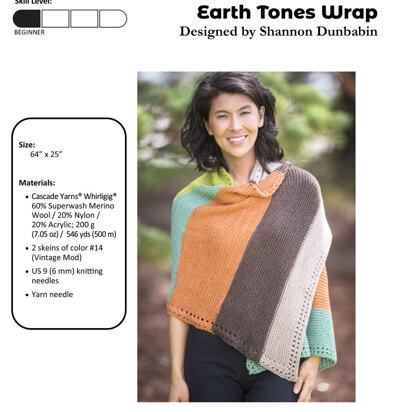 Earth Tones Wrap in Cascade Yarns Whirligig - DK650 - Downloadable PDF