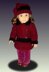 Knitting pattern that fits American Girl and 18 inch dolls. Faux Velvet Coat and Hat.