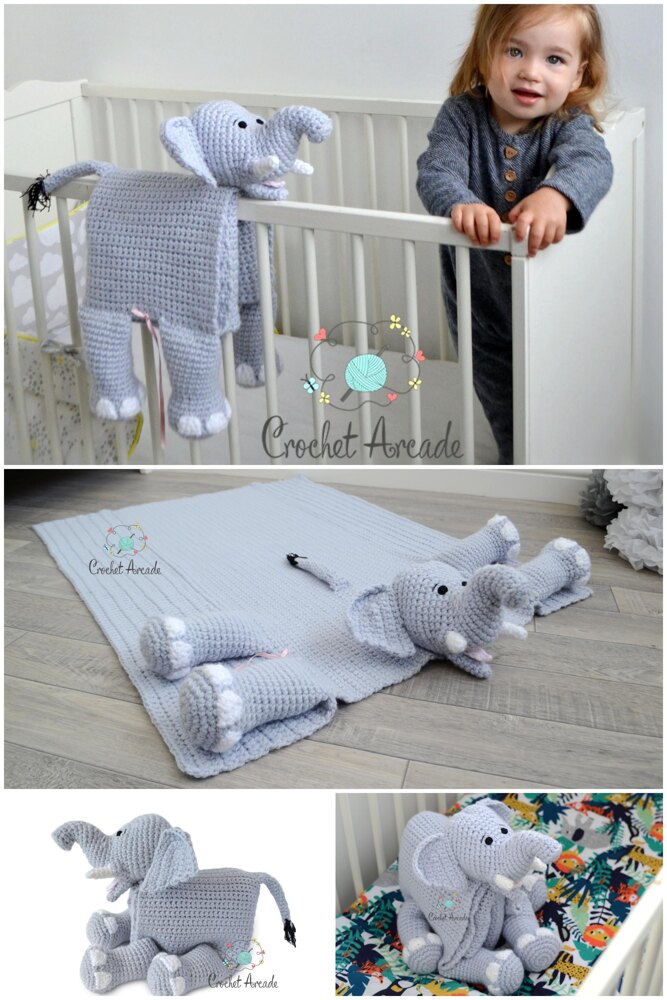 Crochet baby blanket with elephant new arrivals