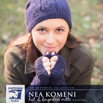 Nea Komeni Hat & Fingerless Mitts in Juniper Moon Farm Dromedary - J48-02 - Downloadable PDF