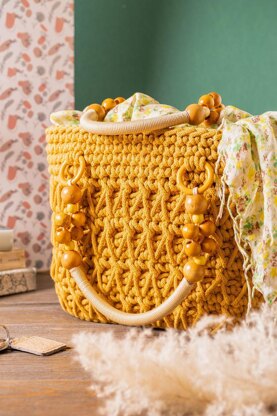 Crochet cotton cord bag "Arabesque"