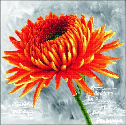 Needleart World Orange Dahlia No-Count Cross Stitch Kit - 43 x 43cm