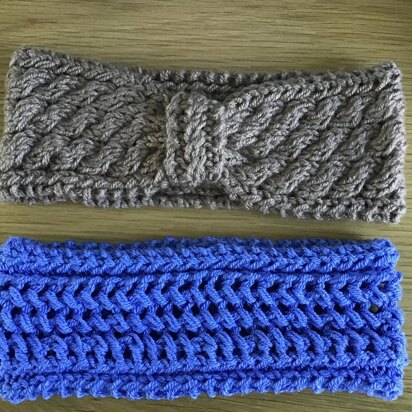 Cabled and Lacy headbands
