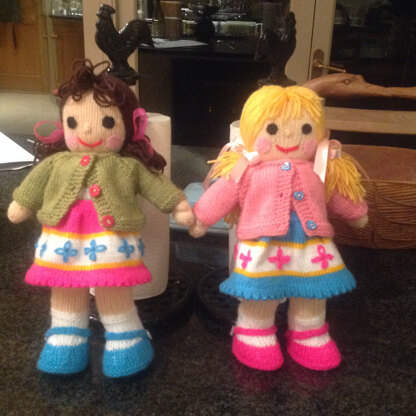 Polly and Kate - Knitted Dolls