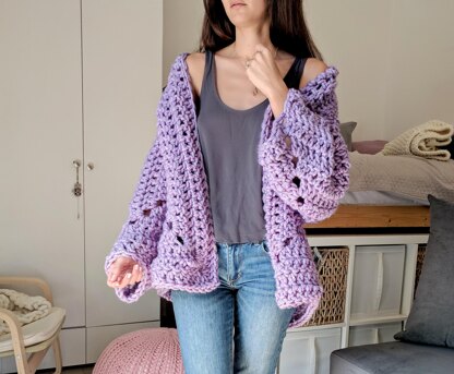 Hexagon Granny Square Cardigan Bernat O'go Blanket Yarn Cardigan