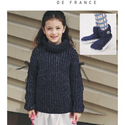 Girl Sweater and Slippers in Bergere de France Cocooning - M1157 - M1158 - Downloadable PDF