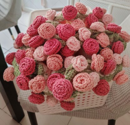 Crochet Rose Flower Bouquet Blanket Pattern PDF