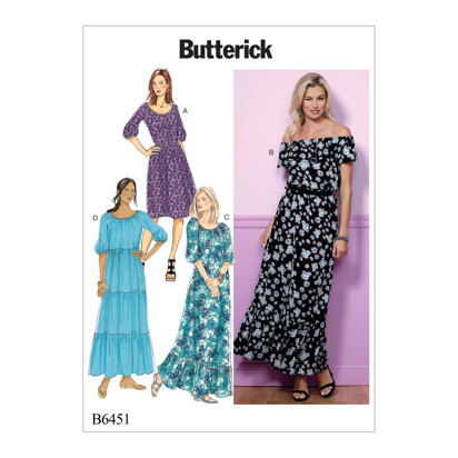 Butterick Misses' Gathered, Blouson Dresses B6451 - Sewing Pattern