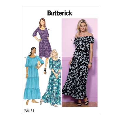 Butterick Blousonkleider für Damen mit Raffungen B6451 - Schnittmuster