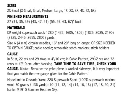 Sideways Cabled Yoke Pullover #192