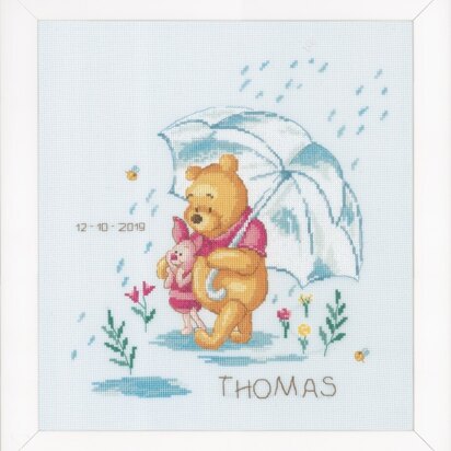 Vervaco Disney - Winnie the Pooh in the Rain Cross Stitch Kit - 26cm x 28cm
