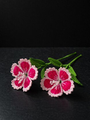 Crochet Chinese pink flowers