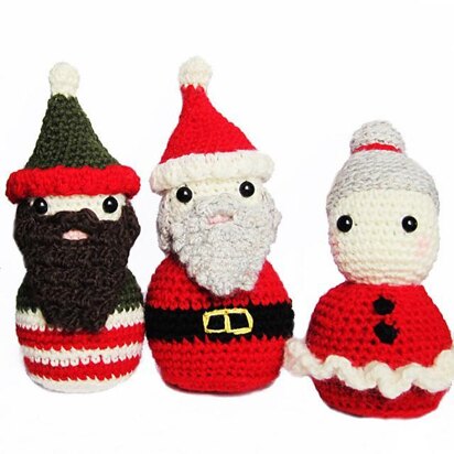 Santa, Mrs Claus and Christmas Elf Amigurumi