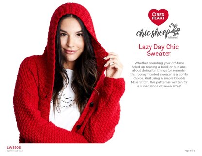 Lazy Day Chic Sweater in Red Heart Chic Sheep - LW5906 - Downloadable PDF