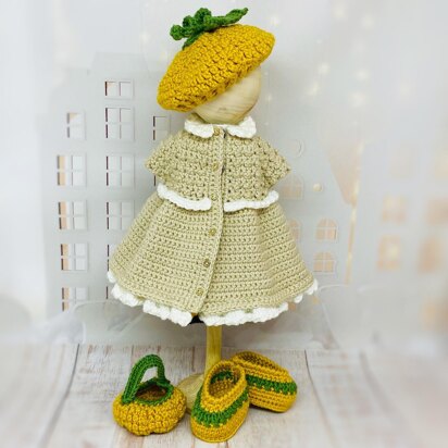 Crochet doll clothes, amigurumi doll clothes, Miss October outfit