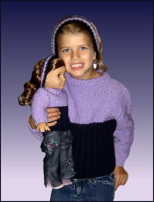 Matching Girl and Doll sweaters. American Girl Doll. AG 