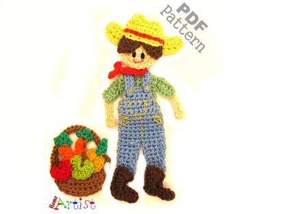 Farmer Boy/Girl crochet applique pattern