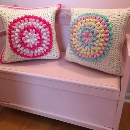 One Big Granny Square Pillow Using Blue Sky Fibers Organic Cotton Worsted