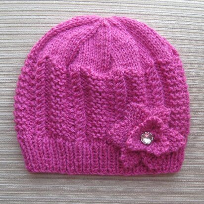 Hot Rose Hat with Garter Panels for a Lady