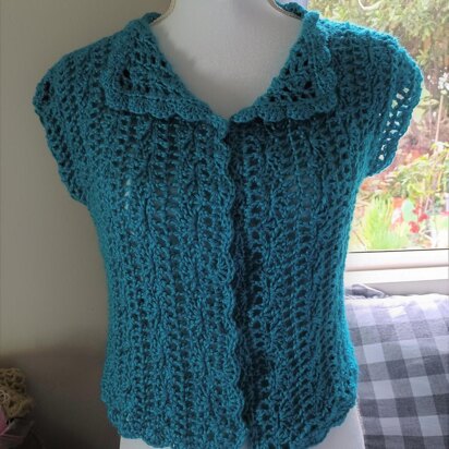 Turquoise Vintage Crochet Lace Blouse