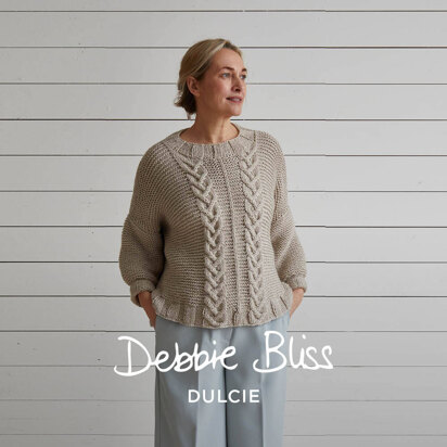 Cable and Garter Sweater - Knitting Pattern For Women in Debbie Bliss Dulcie by Debbie Bliss