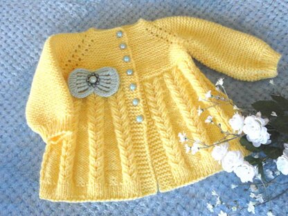 Knitted Baby Cardigan and Baby Beanie by Elena Mitchell