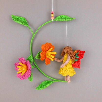 Flower elf - hanging decoration made from scraps of yarn - easy, even for beginners