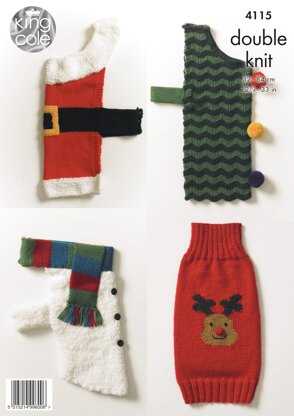 Christmas Dog Coats in King Cole DK - 4115 - Downloadable PDF