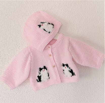 Baby Cat Cardigan and Hat